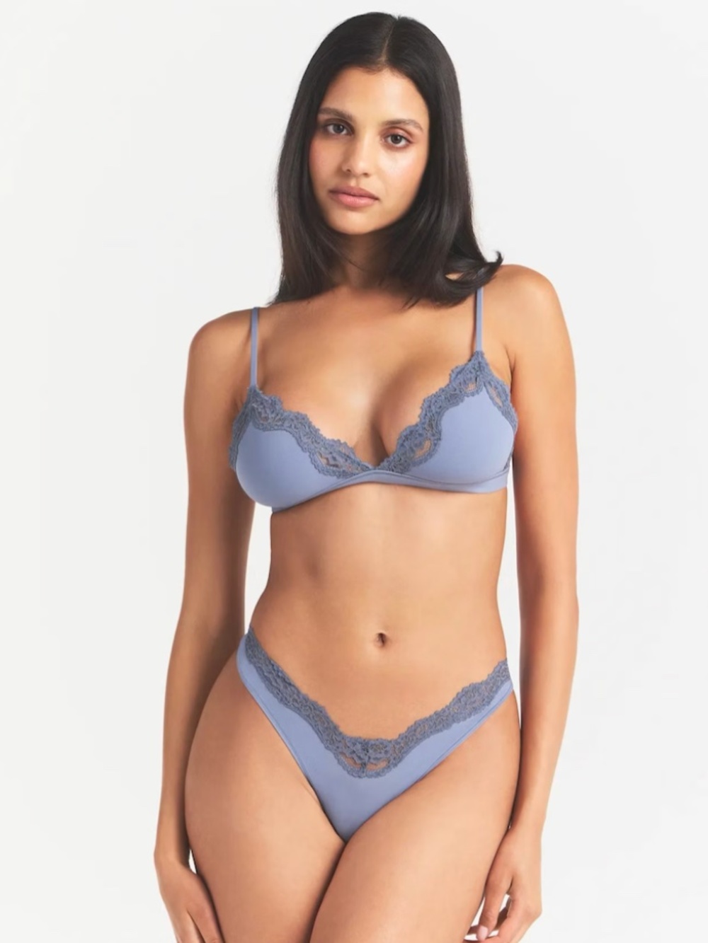 Skims Fits Everybody Lace Triangle Bralette in Slate Tonal; Like New, Size M